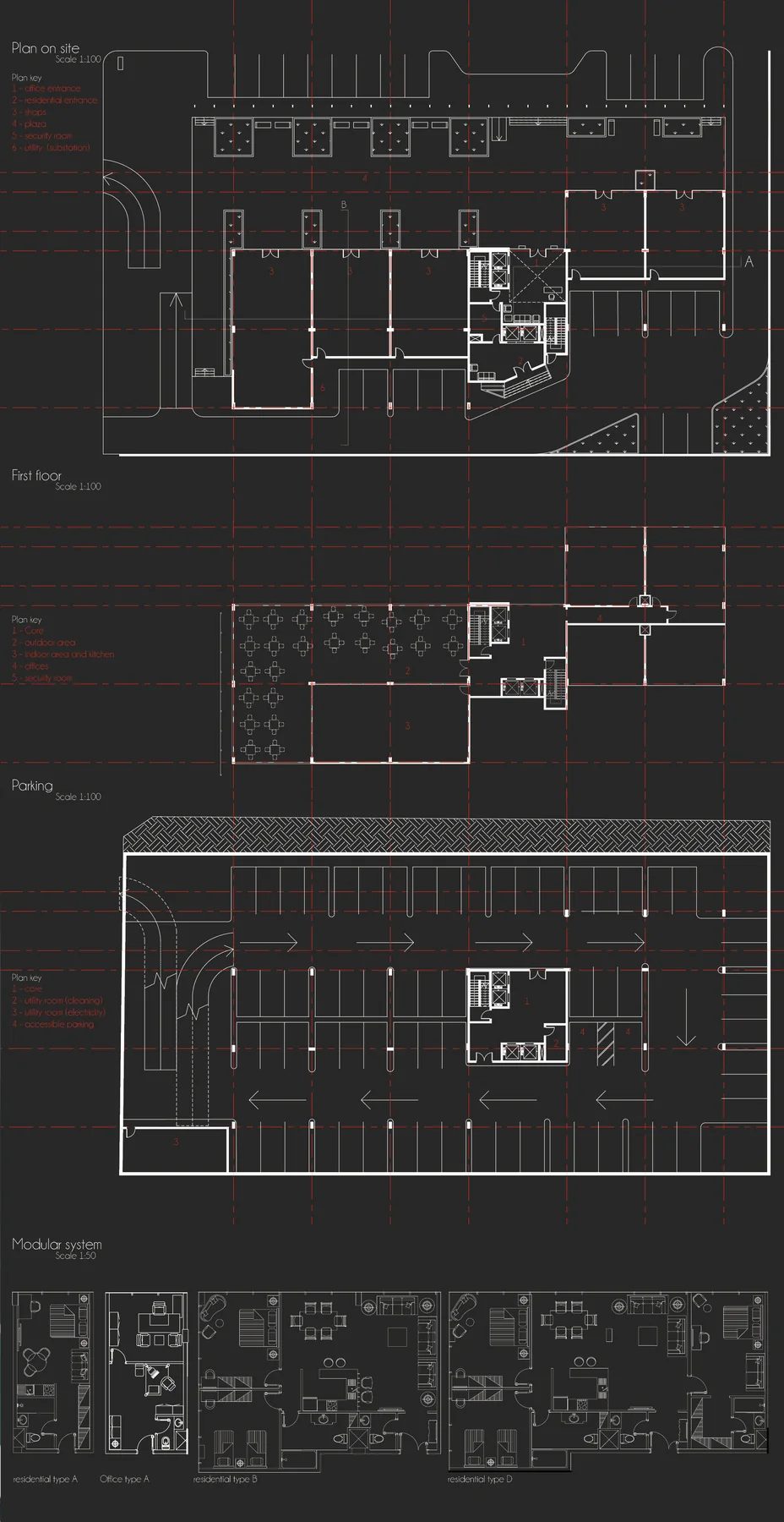 Maybe Vertical Studio plan and section board for a compact vertical tower study